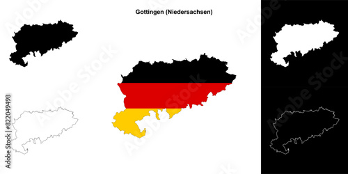 Gottingen (Niedersachsen) blank outline map set