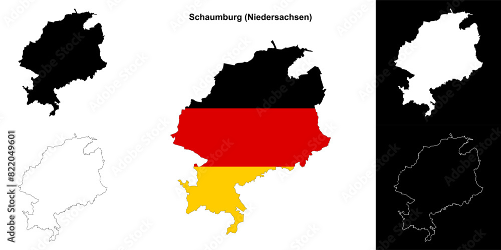 Fototapeta premium Schaumburg (Niedersachsen) blank outline map set