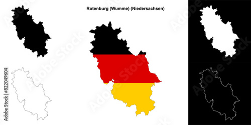 Rotenburg (Wumme) (Niedersachsen) blank outline map set