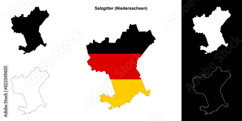 Salzgitter (Niedersachsen) blank outline map set