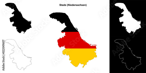 Stade (Niedersachsen) blank outline map set