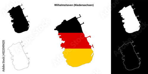 Wilhelmshaven (Niedersachsen) blank outline map set