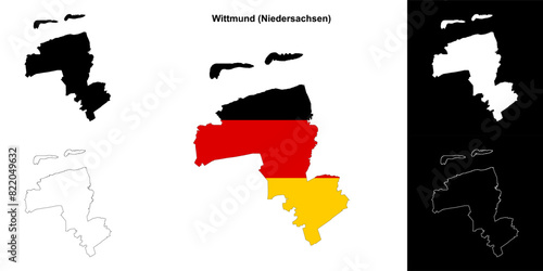 Wittmund (Niedersachsen) blank outline map set