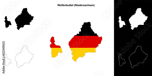 Wolfenbuttel (Niedersachsen) blank outline map set