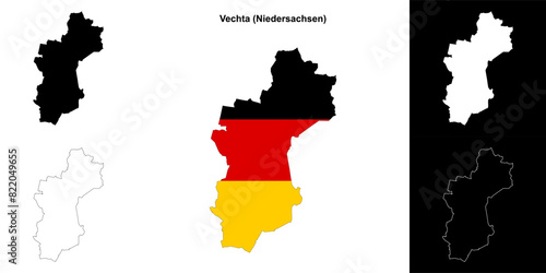 Vechta (Niedersachsen) blank outline map set