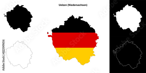 Uelzen (Niedersachsen) blank outline map set