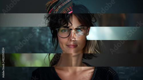 A mosaic of human faces, different ages, nationality, race, culture, gender. united in diversity