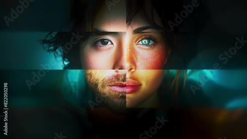 A mosaic of human faces, different ages, nationality, race, culture, gender. united in diversity