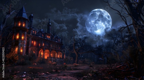 Haunted Mansion Celebrates Halloween with Eerie on a Moonlit Night