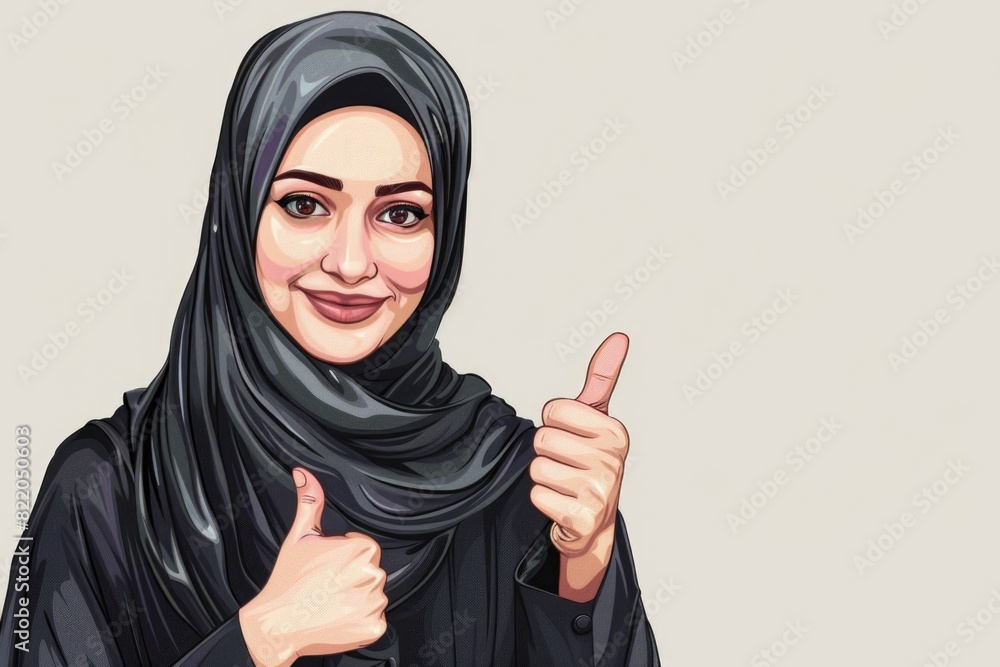 Woman in hijab showing approval, suitable for diversity concept Woman in hijab showing approval, suitable for diversity concept