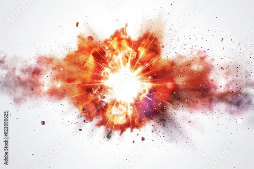 Obraz na płótnie Realistic photograph of a complete Big Bang,solid stark white background, focused lighting w salonie