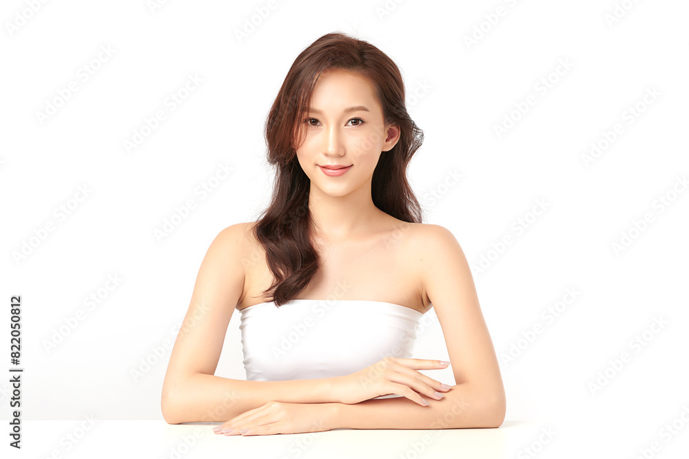 Beautiful young asian woman with clean fresh skin on white background, Face care, Facial treatment, Cosmetology, beauty and spa, Asian women portrait. Beautiful young asian woman with clean fresh skin on white background, Face care, Facial treatment, Cosmetology, beauty and spa, Asian women portrait.