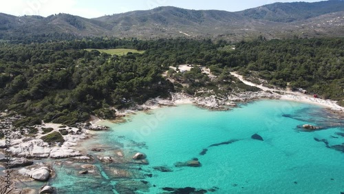 Amazing view of Sithonia coastline near Orange Beach, Chalkidiki, Central Macedonia, Greece photo