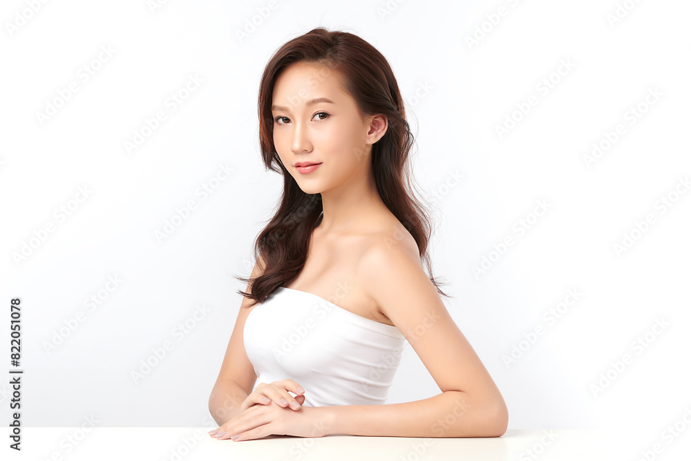 Beautiful young asian woman with clean fresh skin on white background, Face care, Facial treatment, Cosmetology, beauty and spa, Asian women portrait. Beautiful young asian woman with clean fresh skin on white background, Face care, Facial treatment, Cosmetology, beauty and spa, Asian women portrait.