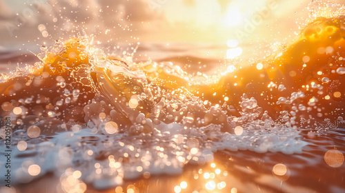 Abstract Ocean Water Texture, Bright Sunlight Creating Sparkles and Light Reflections, Serene Summer Scene