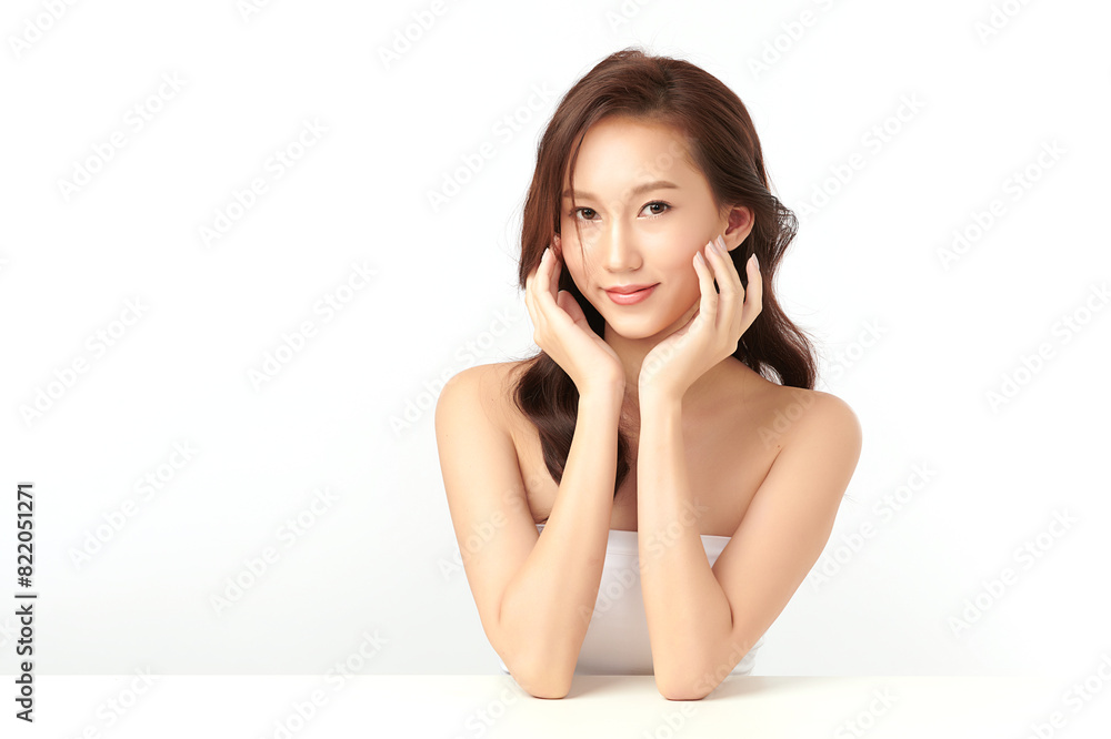 Beautiful young asian woman with clean fresh skin on white background, Face care, Facial treatment, Cosmetology, beauty and spa, Asian women portrait. Beautiful young asian woman with clean fresh skin on white background, Face care, Facial treatment, Cosmetology, beauty and spa, Asian women portrait.