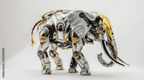 background gold and silver elephant robot