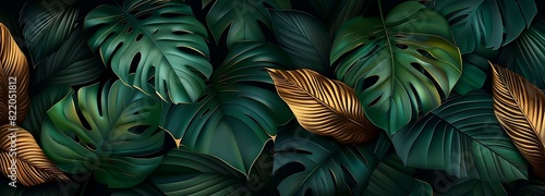 Pattern leaf background green plant tree abstract palm floral wallpaper flower foliage art jungle. Background luxury leaf pattern texture design line summer gold nature monstera fabric golden leaves
