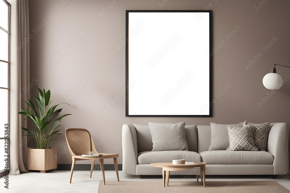 mock up poster frame in modern interior background, living room, Scandinavian style, 3D render, 3D illustration mock up poster frame in modern interior background, living room, Scandinavian style, 3D render, 3D illustration