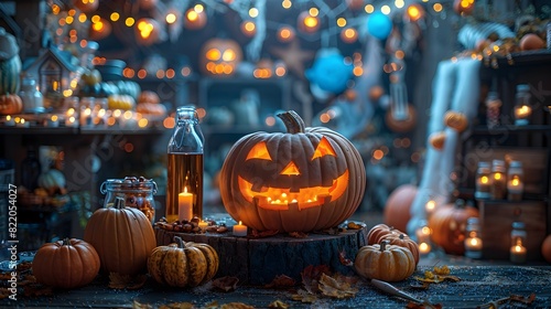 Spooky Treats in a Festively Decorated Halloween Kitchen photo