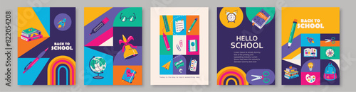 School vector illustration. Bright creative posters back to school