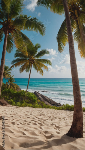 Beach Getaway Banner  Idyllic Tropical Landscape