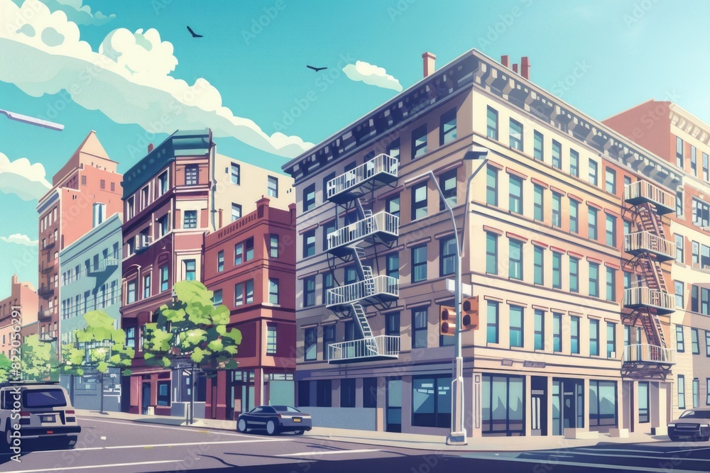 City street with tall buildings, perfect for urban concepts City street with tall buildings, perfect for urban concepts