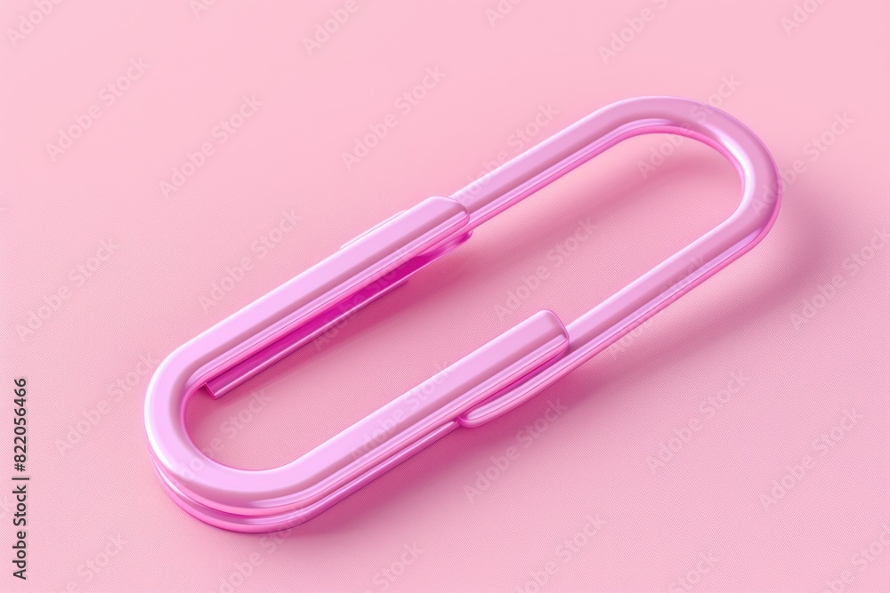 Simple pink paper clip on pink surface, ideal for office or school concept Simple pink paper clip on pink surface, ideal for office or school concept