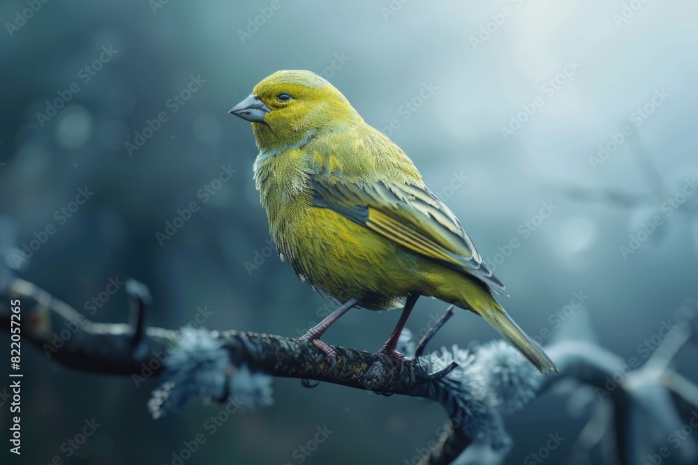 A yellow bird sitting on a tree branch. Suitable for nature and wildlife themes A yellow bird sitting on a tree branch. Suitable for nature and wildlife themes