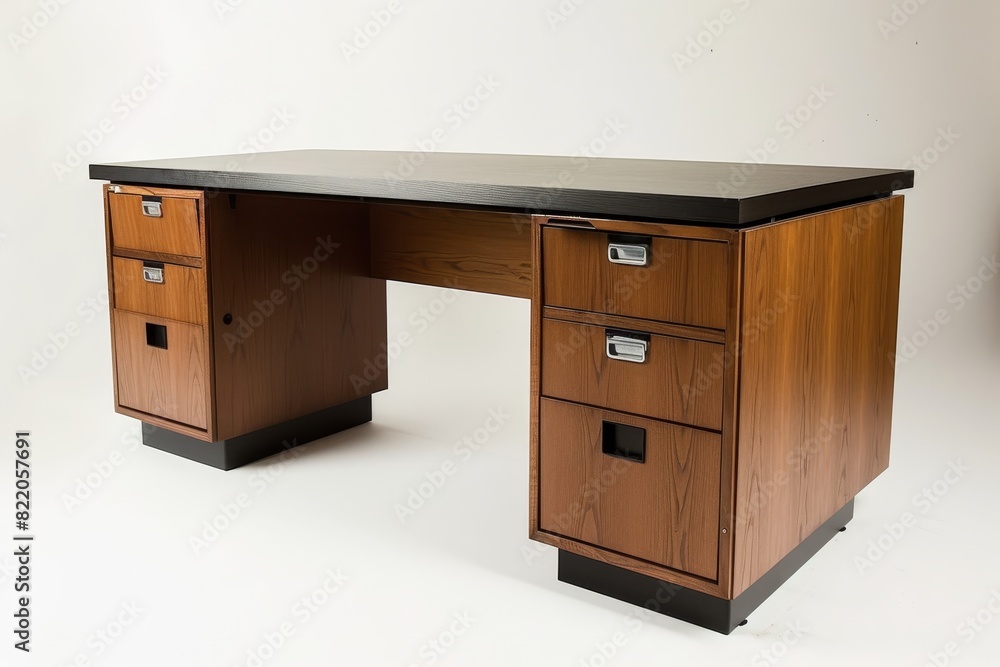 Realistic photograph of a complete Desks,solid stark white background, focused lighting Realistic photograph of a complete Desks,solid stark white background, focused lighting