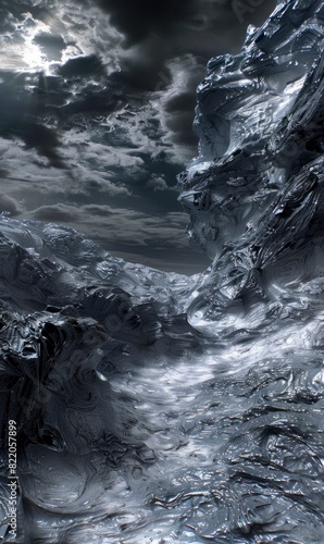 Abstract Alien Landscape With Unusual Rock Formations,Photorealistic HD