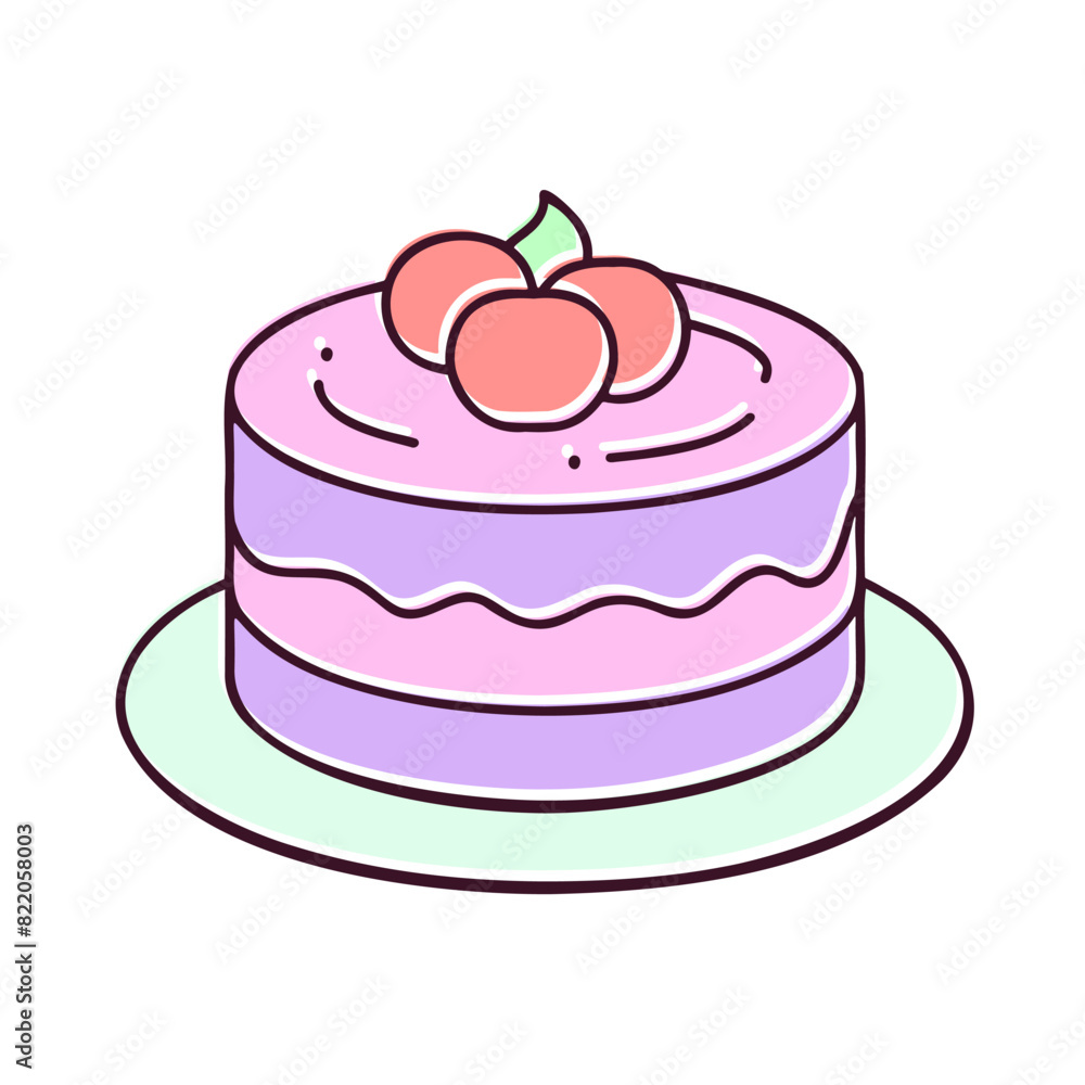 Small cake cupcake with berries, stylized logo icon, isolated, on a white background. Vector illustration Small cake cupcake with berries, stylized logo icon, isolated, on a white background. Vector illustration