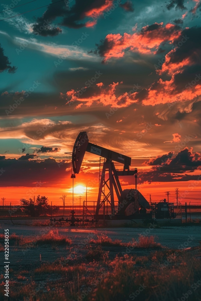 An oil pump in a field at sunset. Suitable for energy industry concepts An oil pump in a field at sunset. Suitable for energy industry concepts
