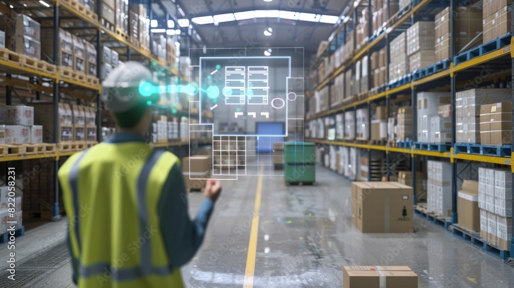 The concept of smart technology for industrial revolution and automated logistic control extends to future virtual reality technology, which promises innovative VR warehouse management solutions. The concept of smart technology for industrial revolution and automated logistic control extends to future virtual reality technology, which promises innovative VR warehouse management solutions.