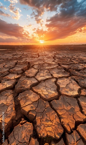 Abstract Barren Landscape With Cracked Earth,Photorealistic HD