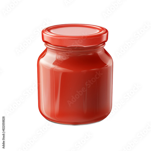 Jar of Sauce Isolated on Transparent Background, PNG, Cut Out.