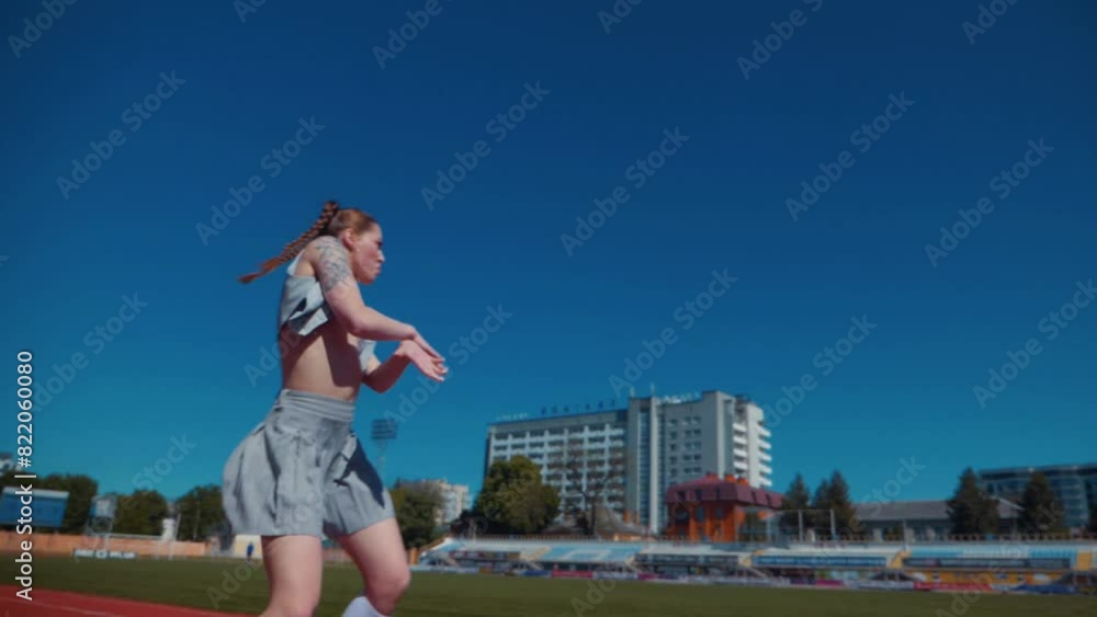 Two fiery women joyfully dancing on a stadium track. Women cheerleaders in short skirts happily dancing on the running track. Two girls in bras seductively dancing together on a sports track. Two fiery women joyfully dancing on a stadium track. Women cheerleaders in short skirts happily dancing on the running track. Two girls in bras seductively dancing together on a sports track.