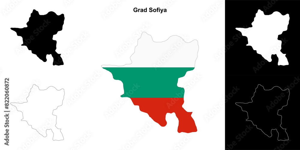 Fototapeta premium Grad Sofiya province outline map set