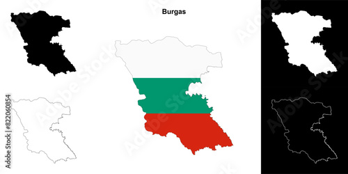 Burgas province outline map set