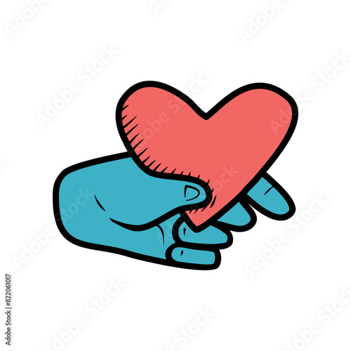 A Donor hand that holding a heart shape. Offer to take care and support. Donation and volunteer with love. Fundraising help. Giving charity.