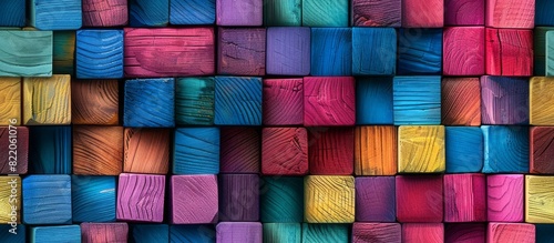 Seamless Colorful Wooden Blocks Texture Background photo
