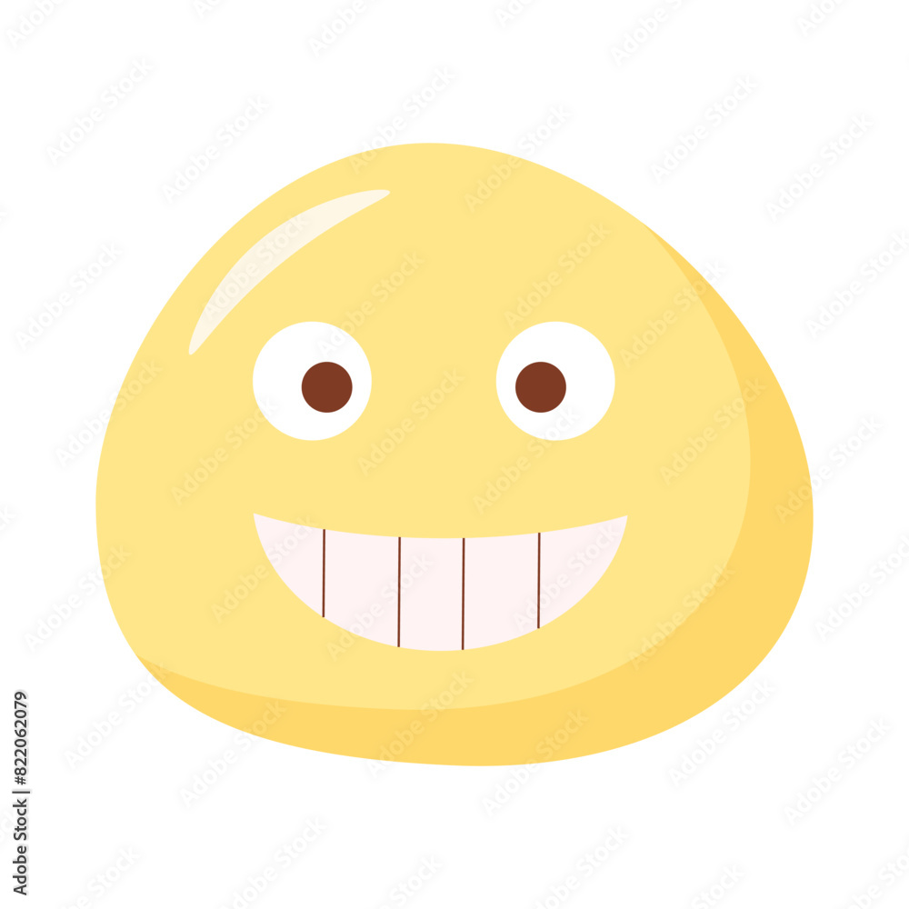 Fototapeta premium Funny emoticon smile with teeth. emoji in flat style