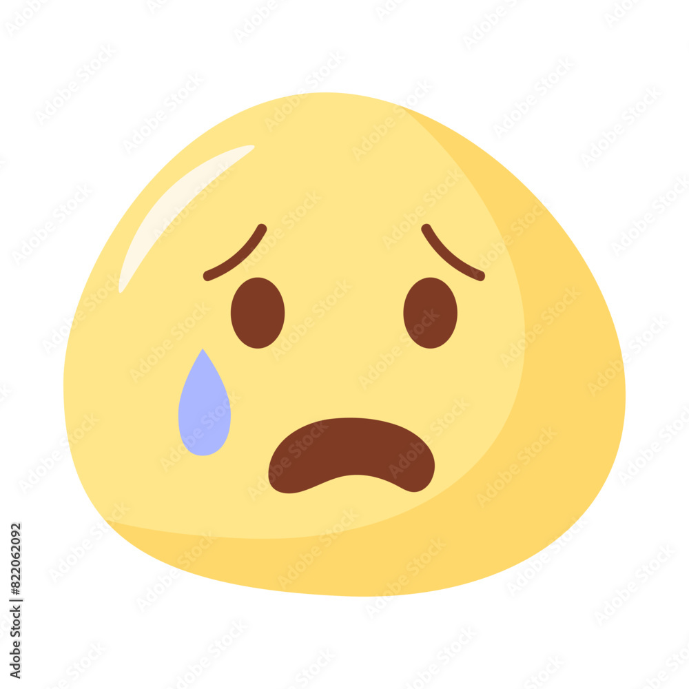 Fototapeta premium nervous crying emoji. vector emoticon illustration in flat style