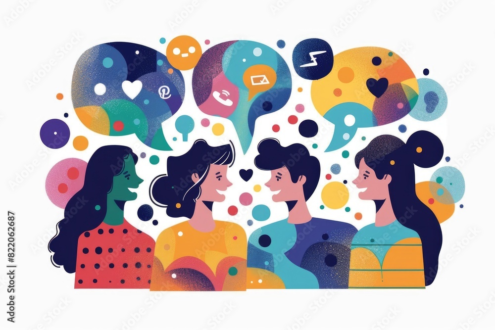 Fototapeta premium People with speech bubbles, ideal for communication concept