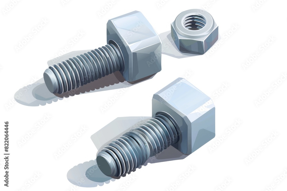 Two bolts placed side by side, suitable for industrial concepts Two bolts placed side by side, suitable for industrial concepts