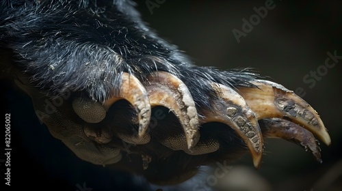 Delicate Strength A Glimpse into the Leathal Bone Structure of a Sun Bears Claw Generative ai photo