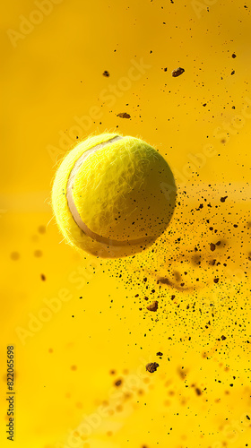Tennis ball flying in the air