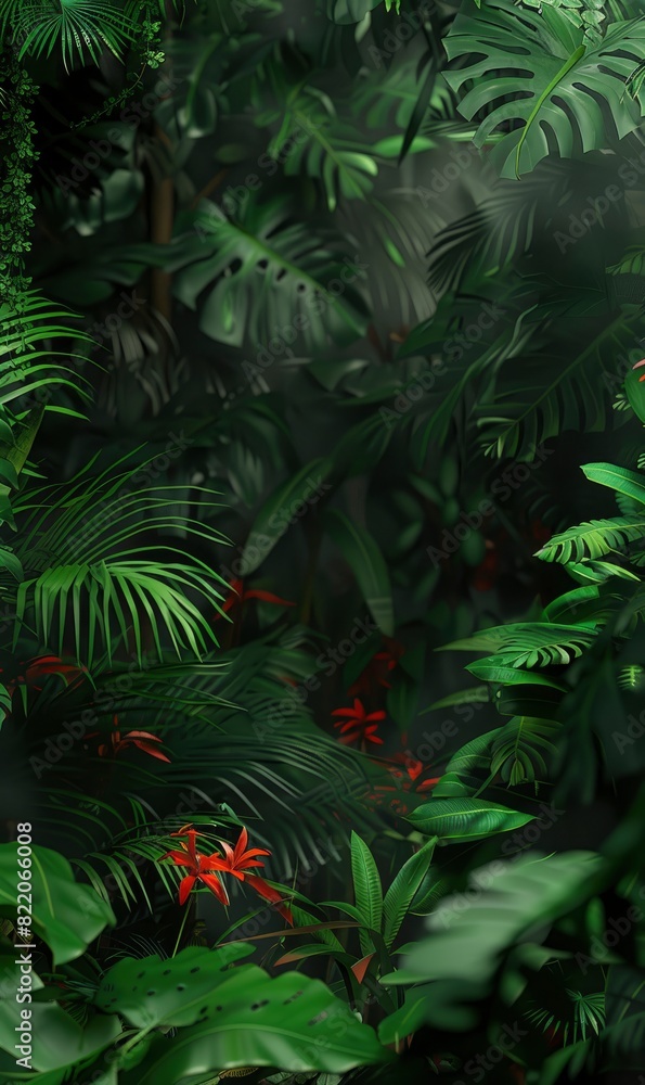 Abstract Jungle With Exotic Birds,Photorealistic HD Abstract Jungle With Exotic Birds,Photorealistic HD