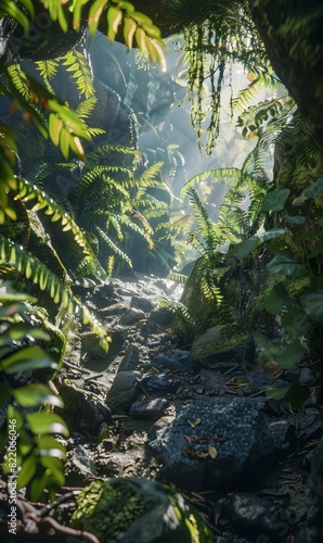 Abstract Jungle With Hidden Temples,Photorealistic HD