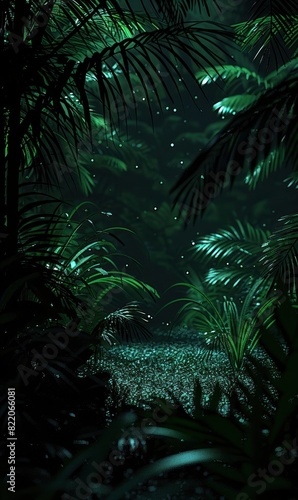 Abstract Jungle With Luminescent Plants Photorealistic HD